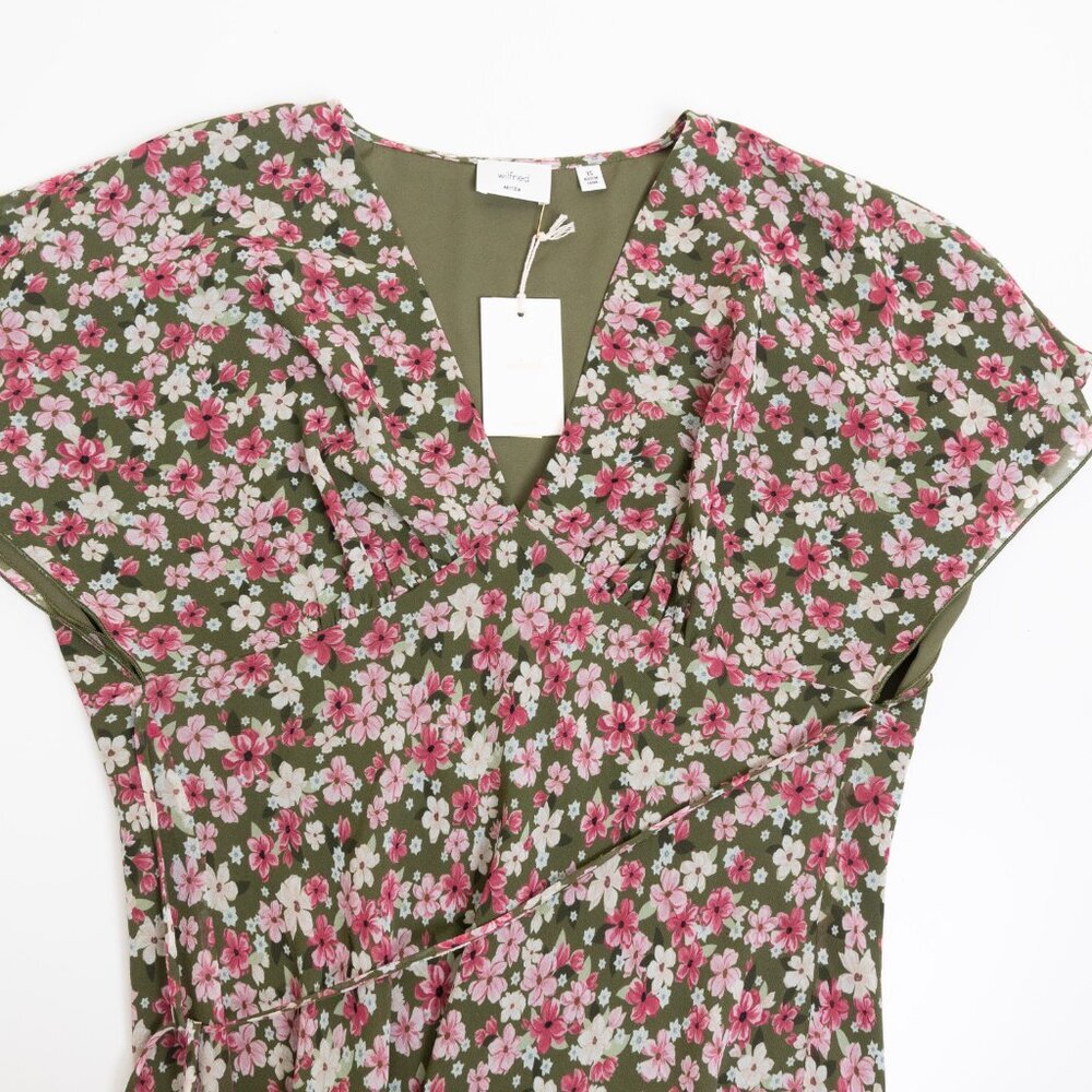Aritzia Wilfred Terrace Dress Chiffon V Neck Dress Floral XS *Altered - Picture 5 of 13